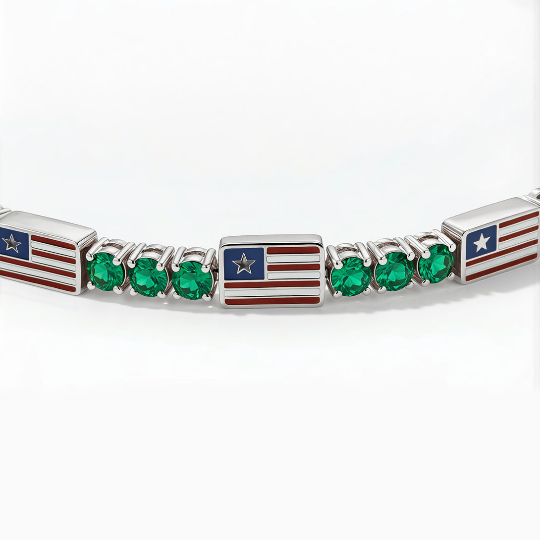 Emerald Tennis Bracelet with United States Flag no. 6