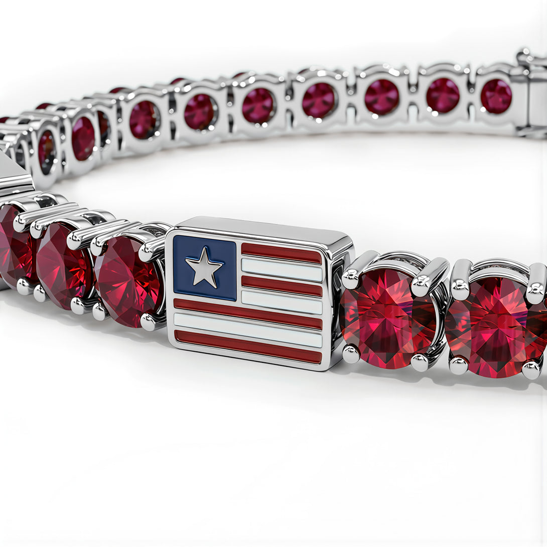 Ruby Tennis Bracelet with United States Flag no. 12