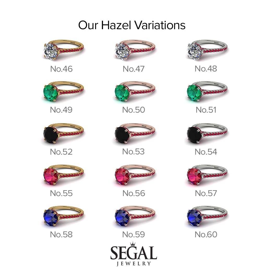 Hidden Diamond Double Cat Claw Prongs Ruby Ring - Hazel No. 27