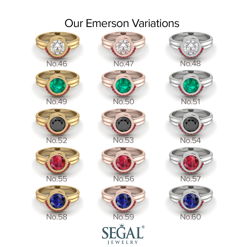 Bezel Black Diamond Bridal Set - Emerson No. 39