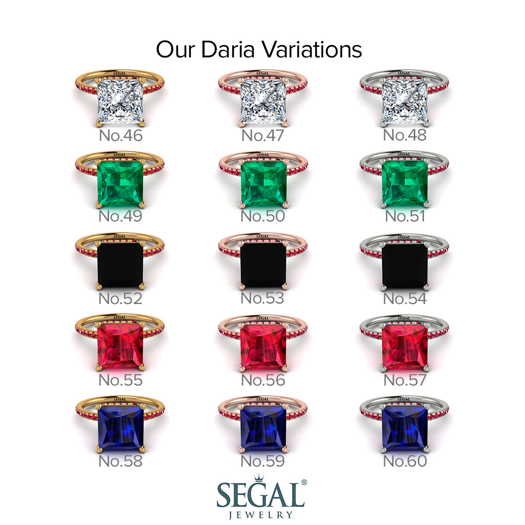 Trendy Hidden Halo Peridot Princess Cut Engagement Ring - Daria No. 707