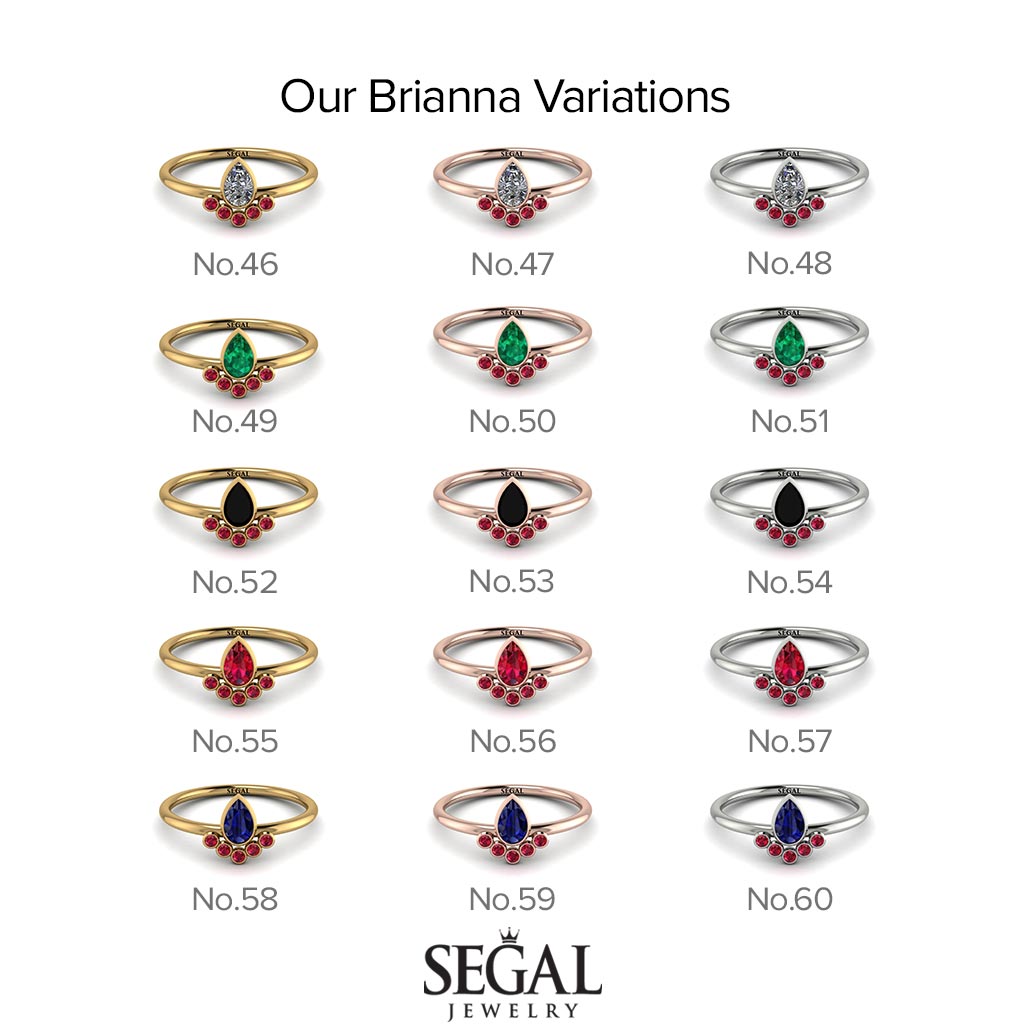 Down-payment Pear Shaped Stacking Black Diamond Ring - Brianna No. 3700