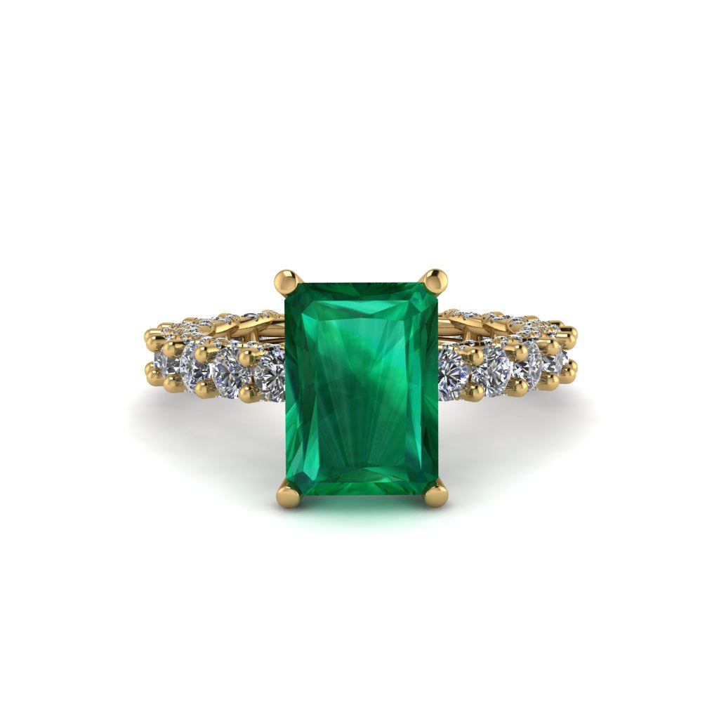 4Ct Radiant Cut Emerald Engagement Ring - Serenity No. 4