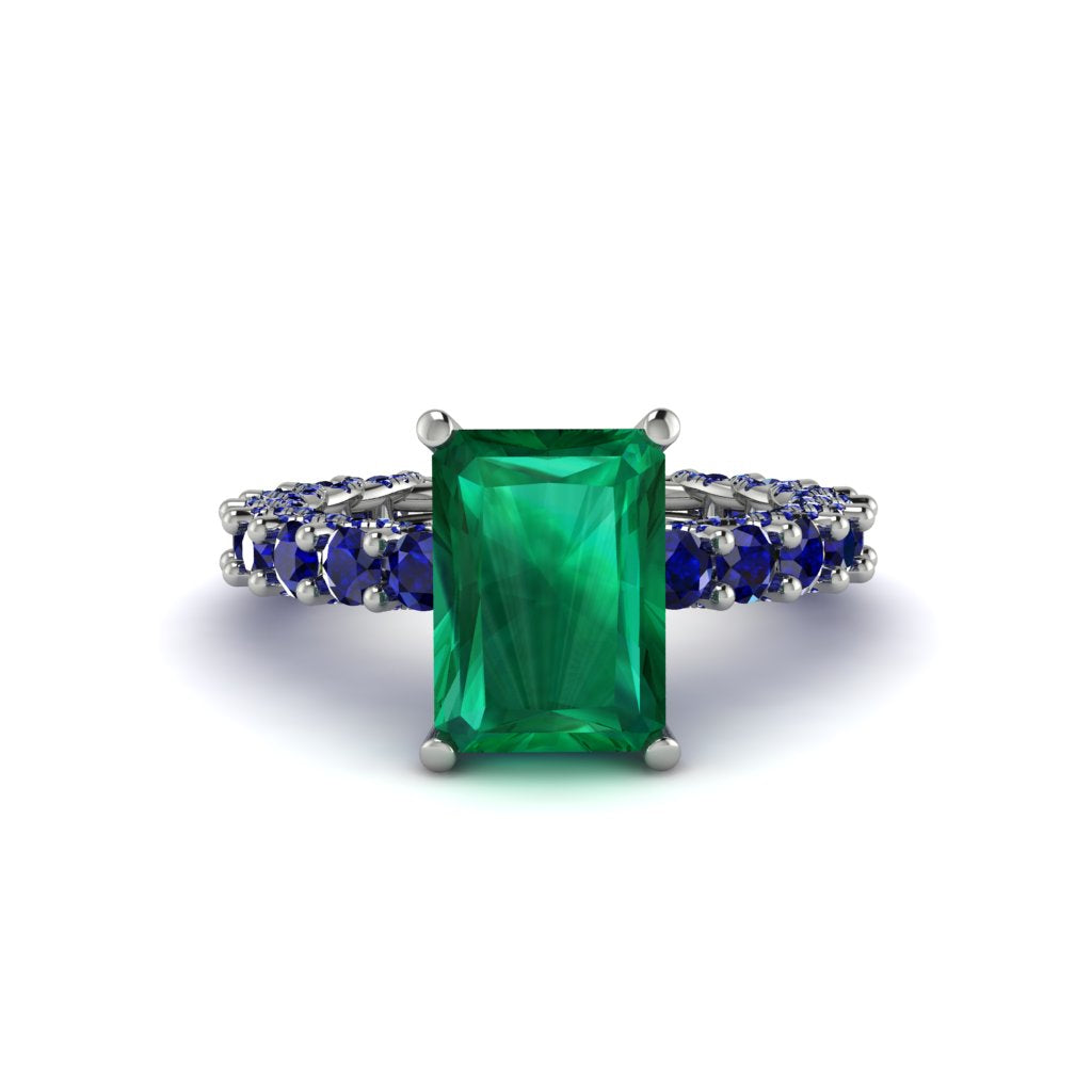 4Ct Radiant Cut Emerald Engagement Ring - Serenity No. 66