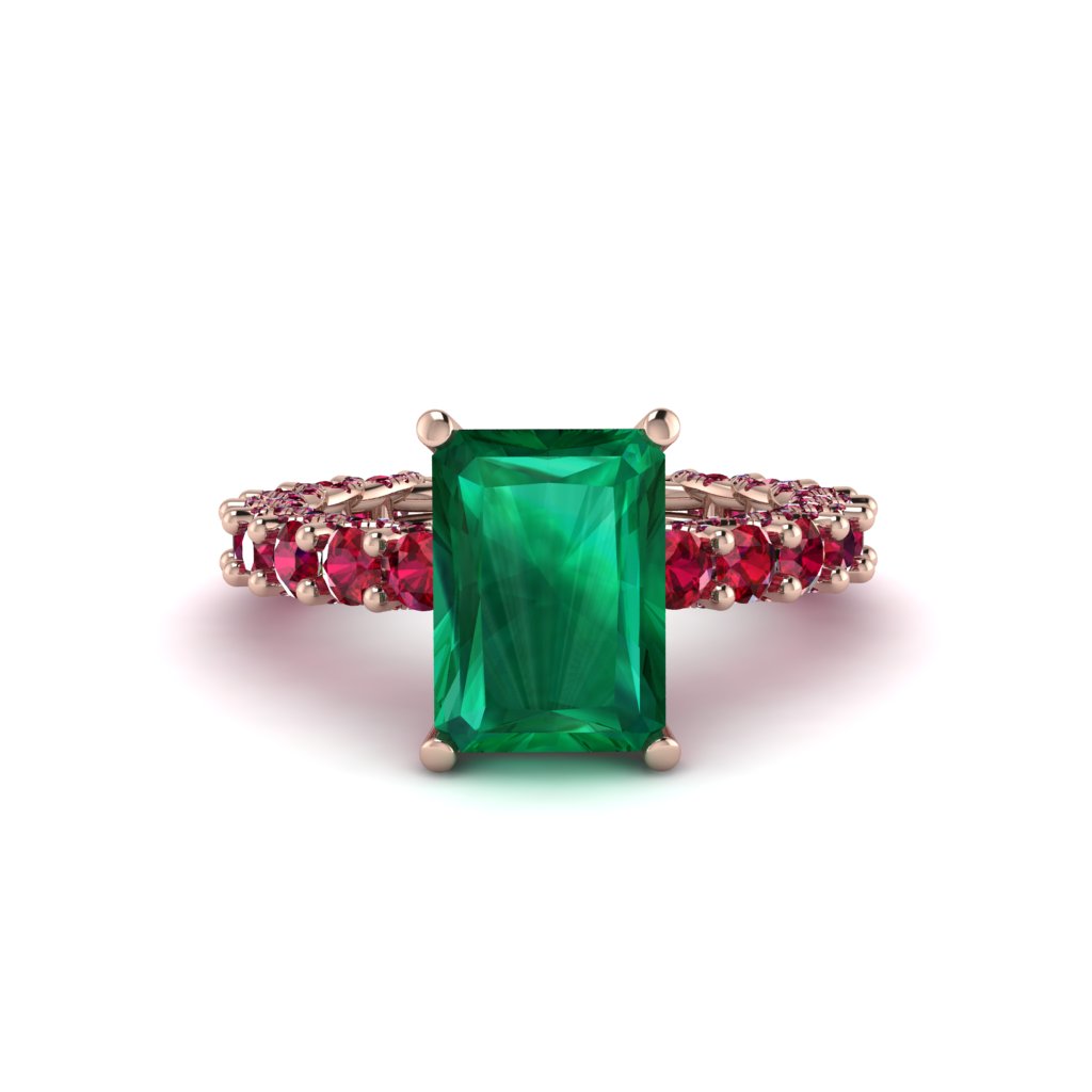 4Ct Radiant Cut Emerald Engagement Ring - Serenity No. 50