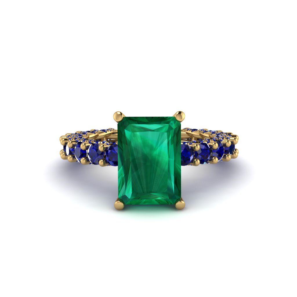 4Ct Radiant Cut Emerald Engagement Ring - Serenity No. 64