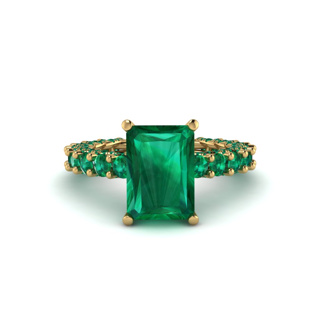 4Ct Radiant Cut Emerald Engagement Ring - Serenity No. 19