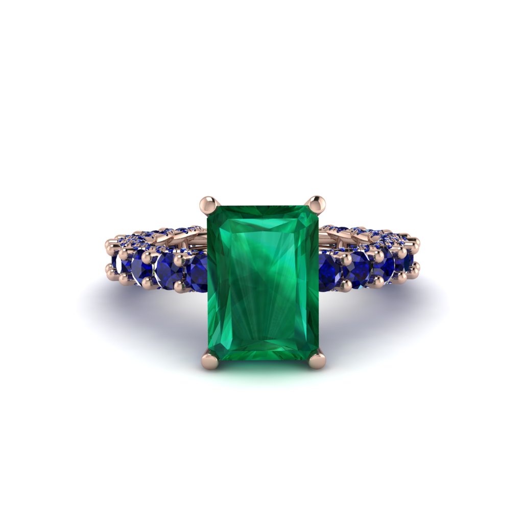 4Ct Radiant Cut Emerald Engagement Ring - Serenity No. 65