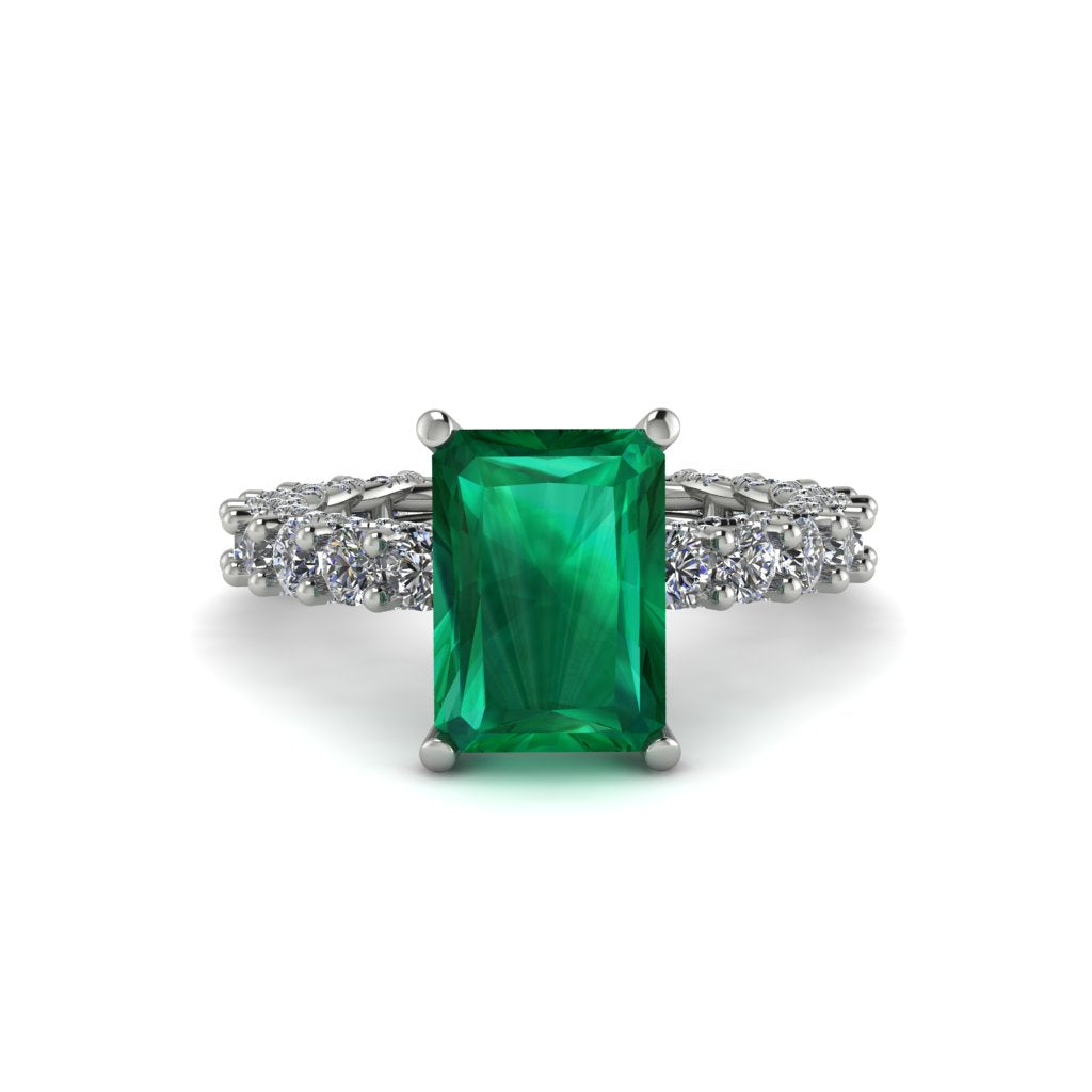 4Ct Radiant Cut Emerald Engagement Ring - Serenity No. 6