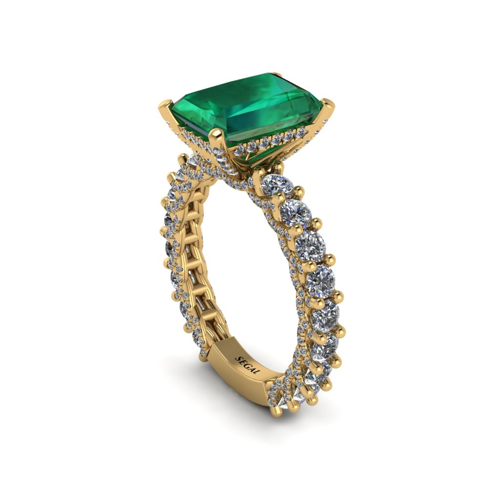 4Ct Radiant Cut Emerald Engagement Ring - Serenity No. 4