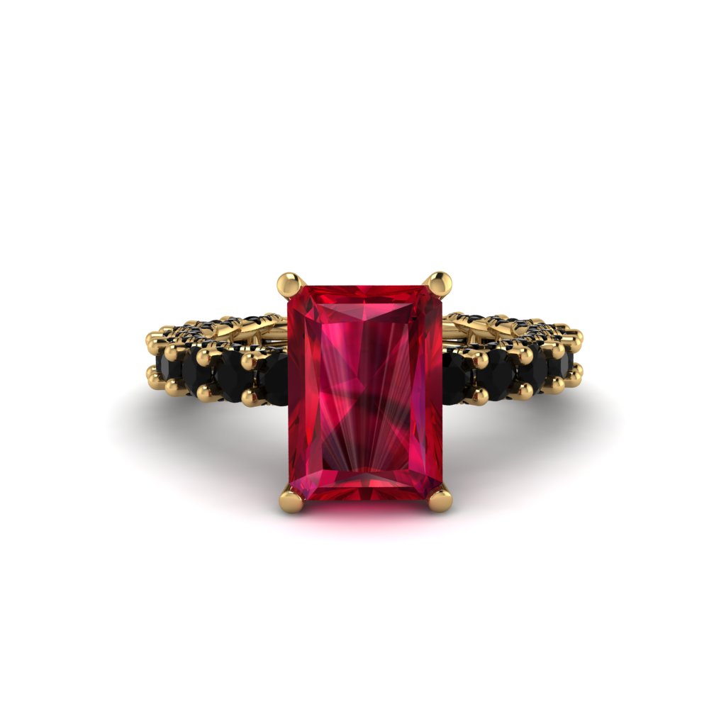 4Ct Radiant Cut Ruby Engagement Ring - Serenity No. 40
