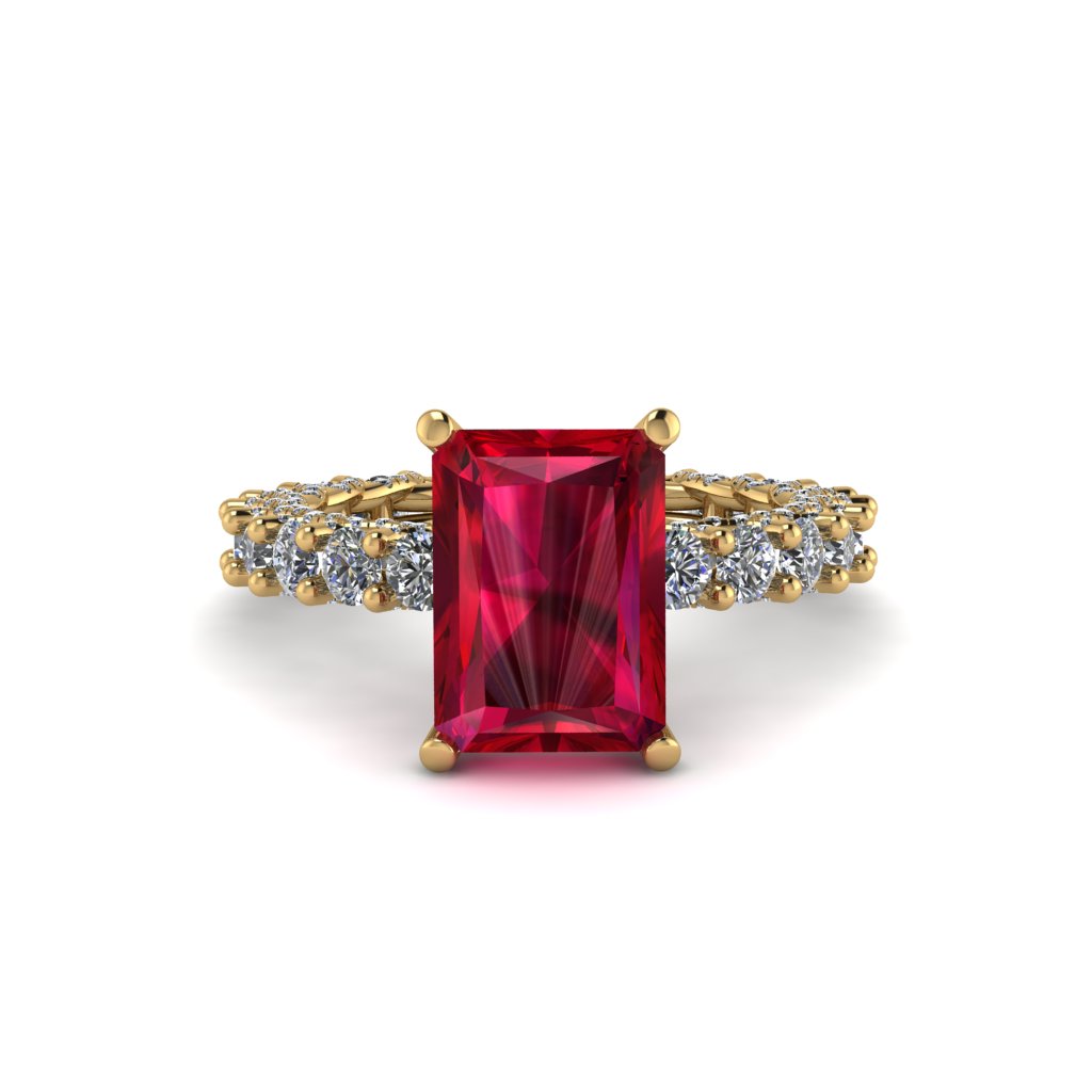 4Ct Radiant Cut Ruby Engagement Ring - Serenity No. 10