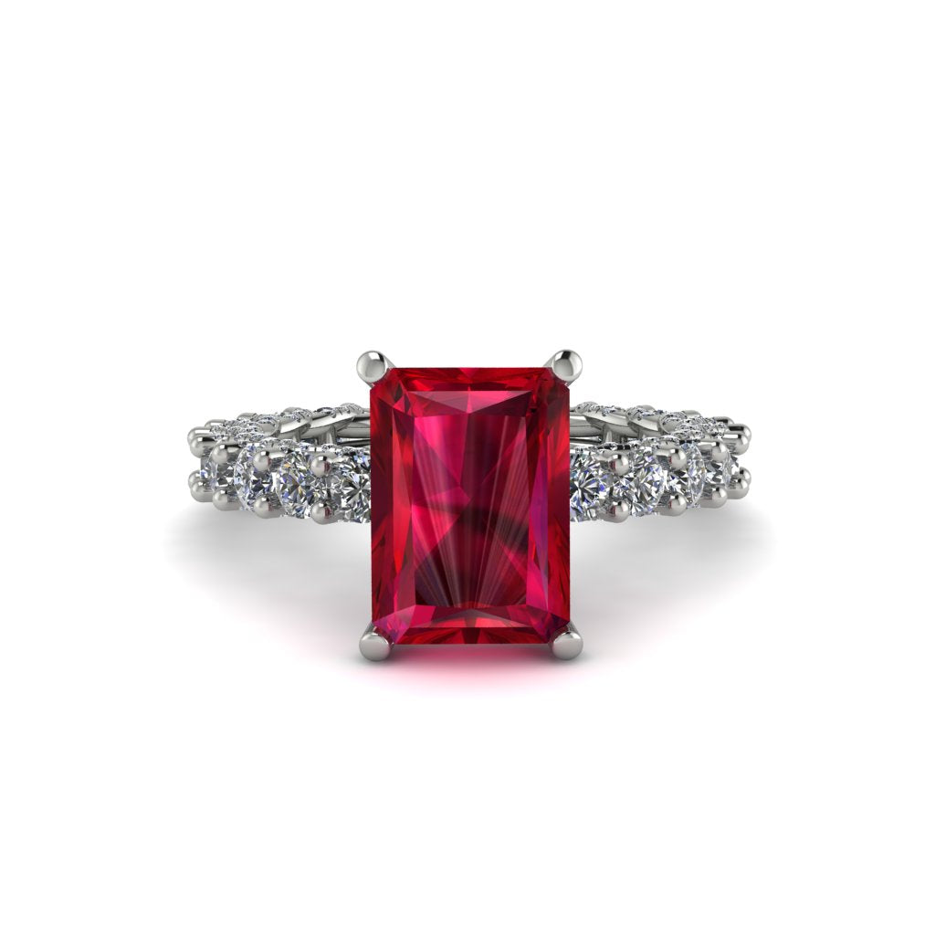 4Ct Radiant Cut Ruby Engagement Ring - Serenity No. 12