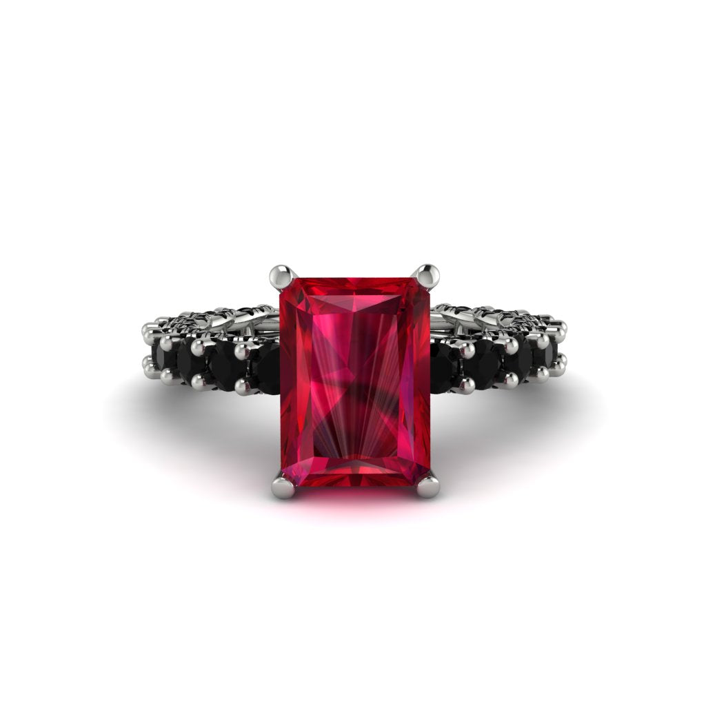 4Ct Radiant Cut Ruby Engagement Ring - Serenity No. 42