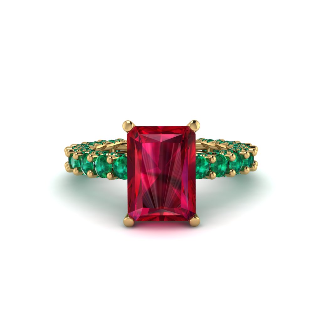 4Ct Radiant Cut Ruby Engagement Ring - Serenity No. 25