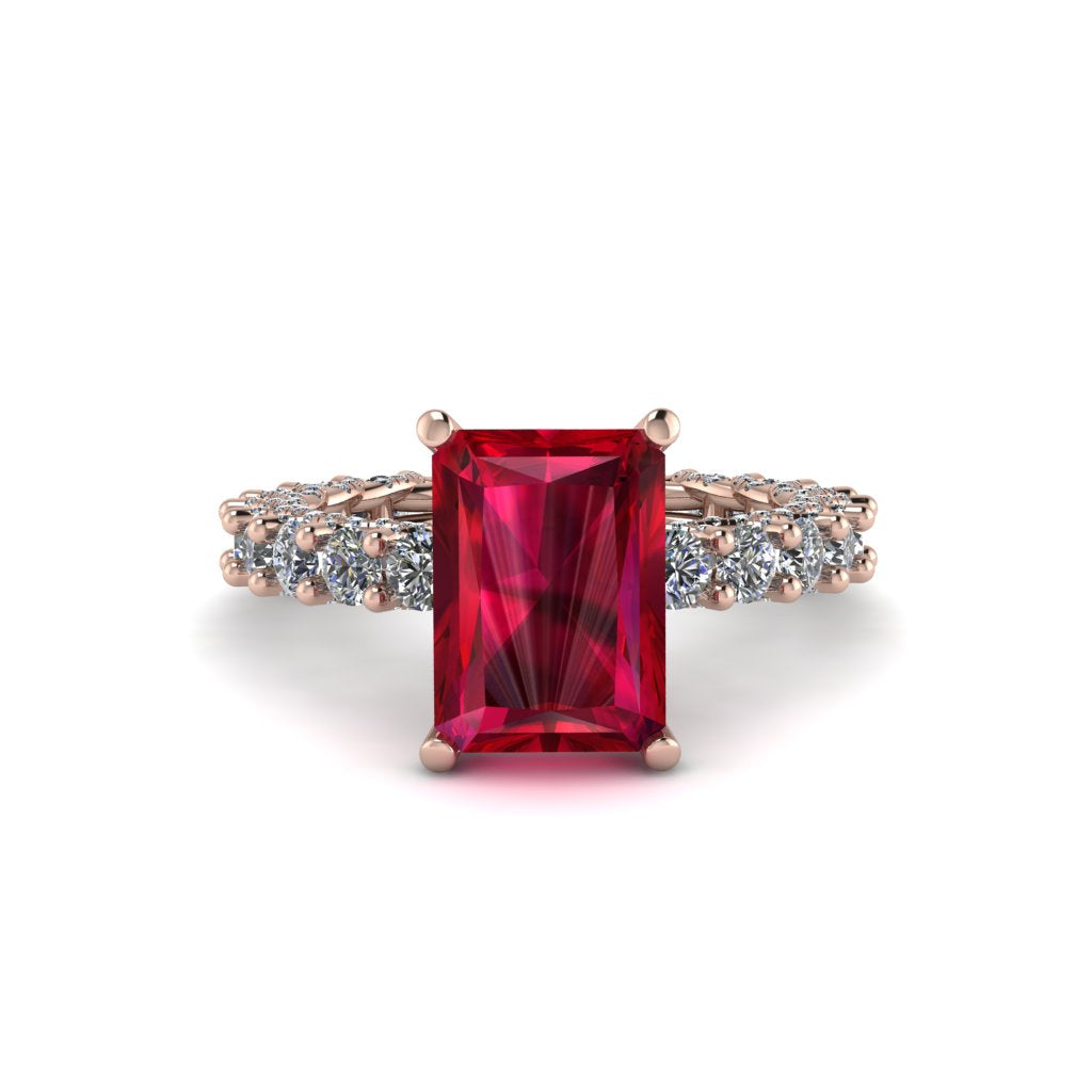 4Ct Radiant Cut Ruby Engagement Ring - Serenity No. 11