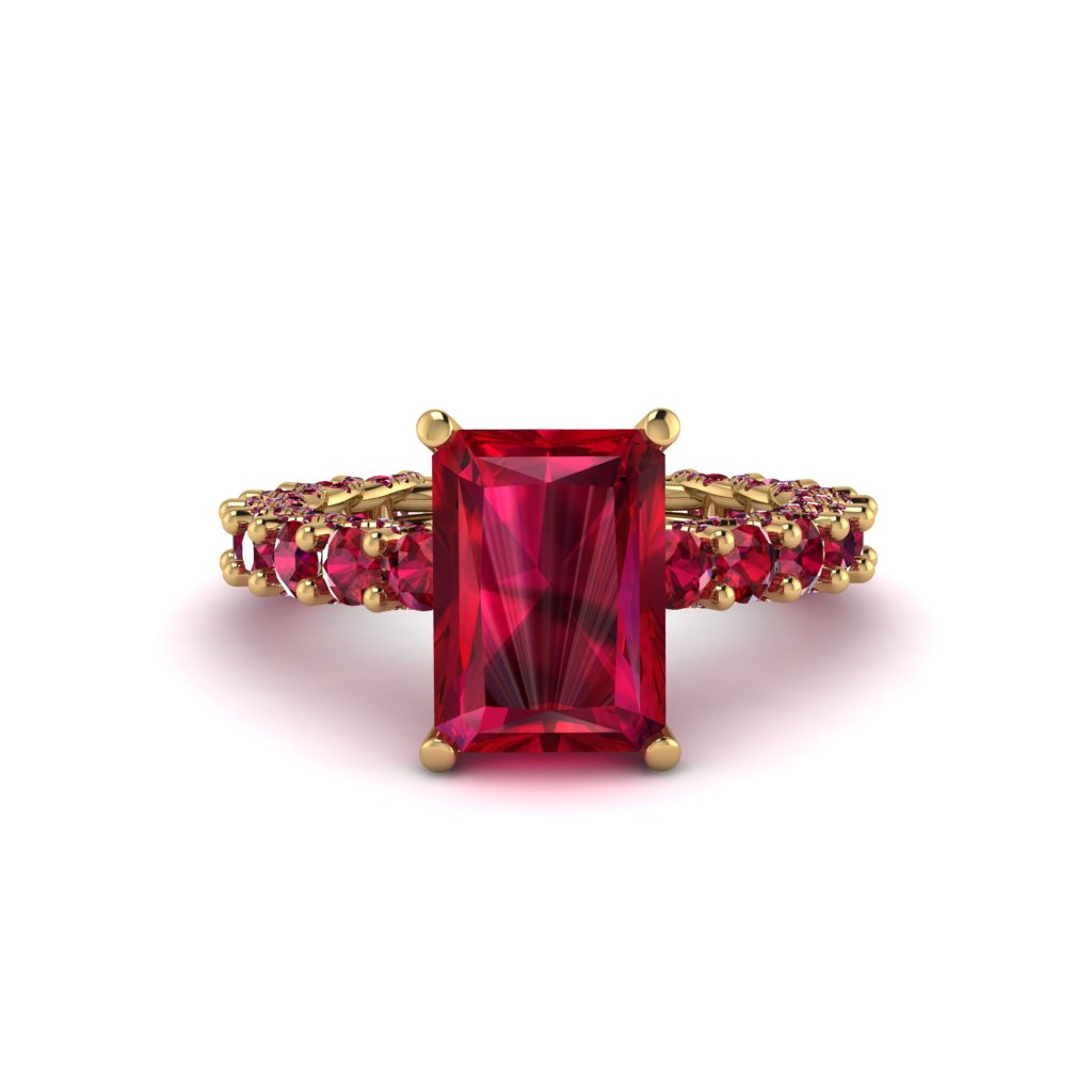 4Ct Radiant Cut Ruby Engagement Ring - Serenity No. 55
