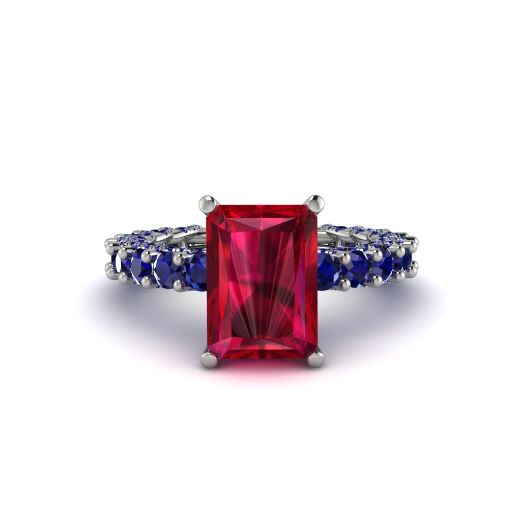 4Ct Radiant Cut Ruby Engagement Ring - Serenity No. 72