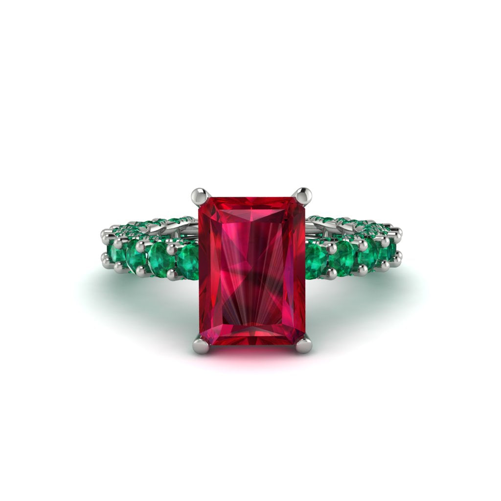 4Ct Radiant Cut Ruby Engagement Ring - Serenity No. 27