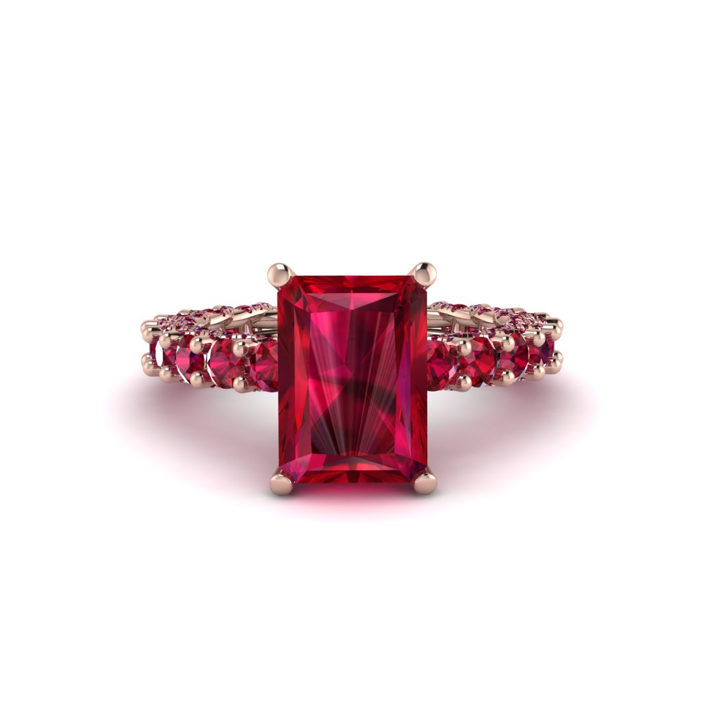4Ct Radiant Cut Ruby Engagement Ring - Serenity No. 56