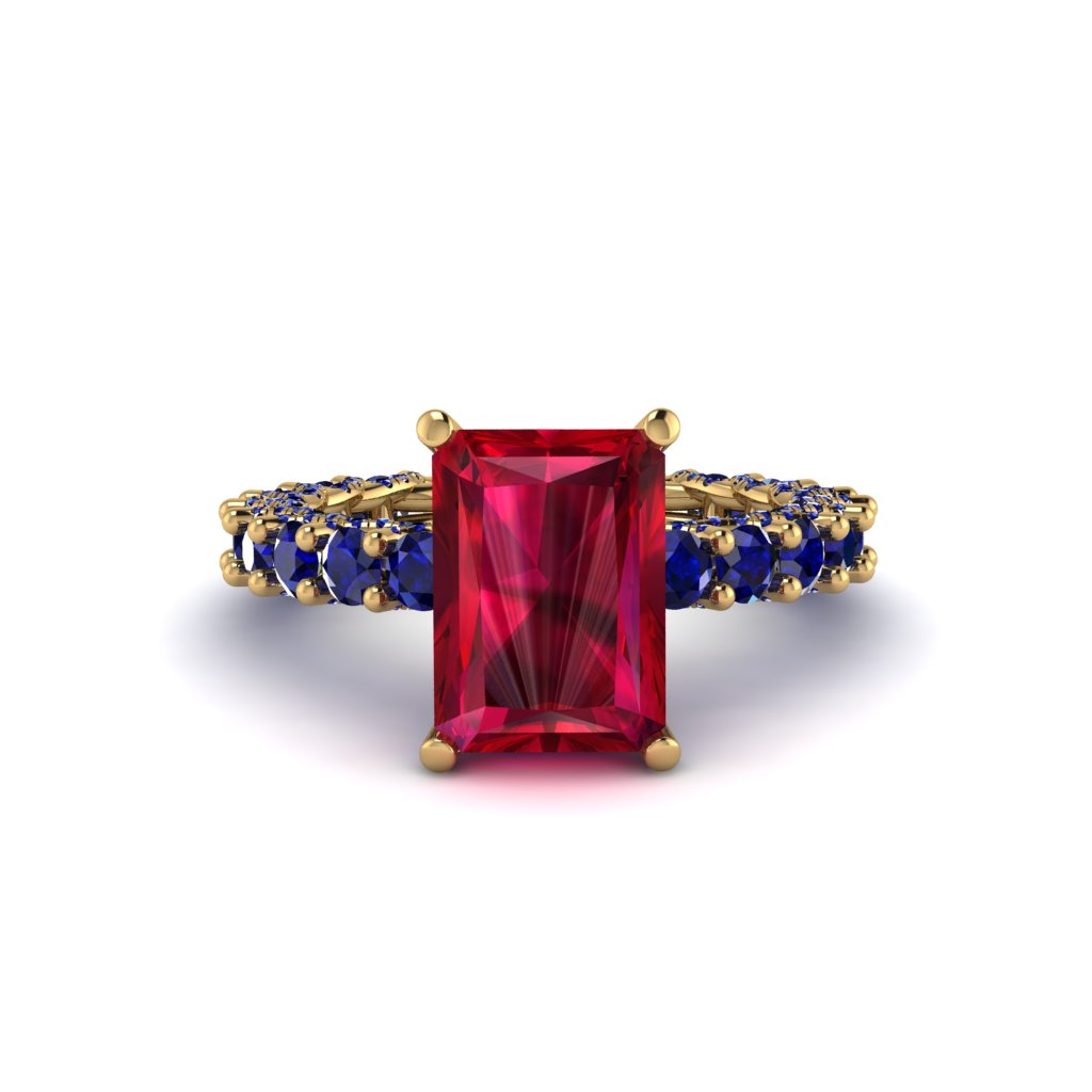 4Ct Radiant Cut Ruby Engagement Ring - Serenity No. 70
