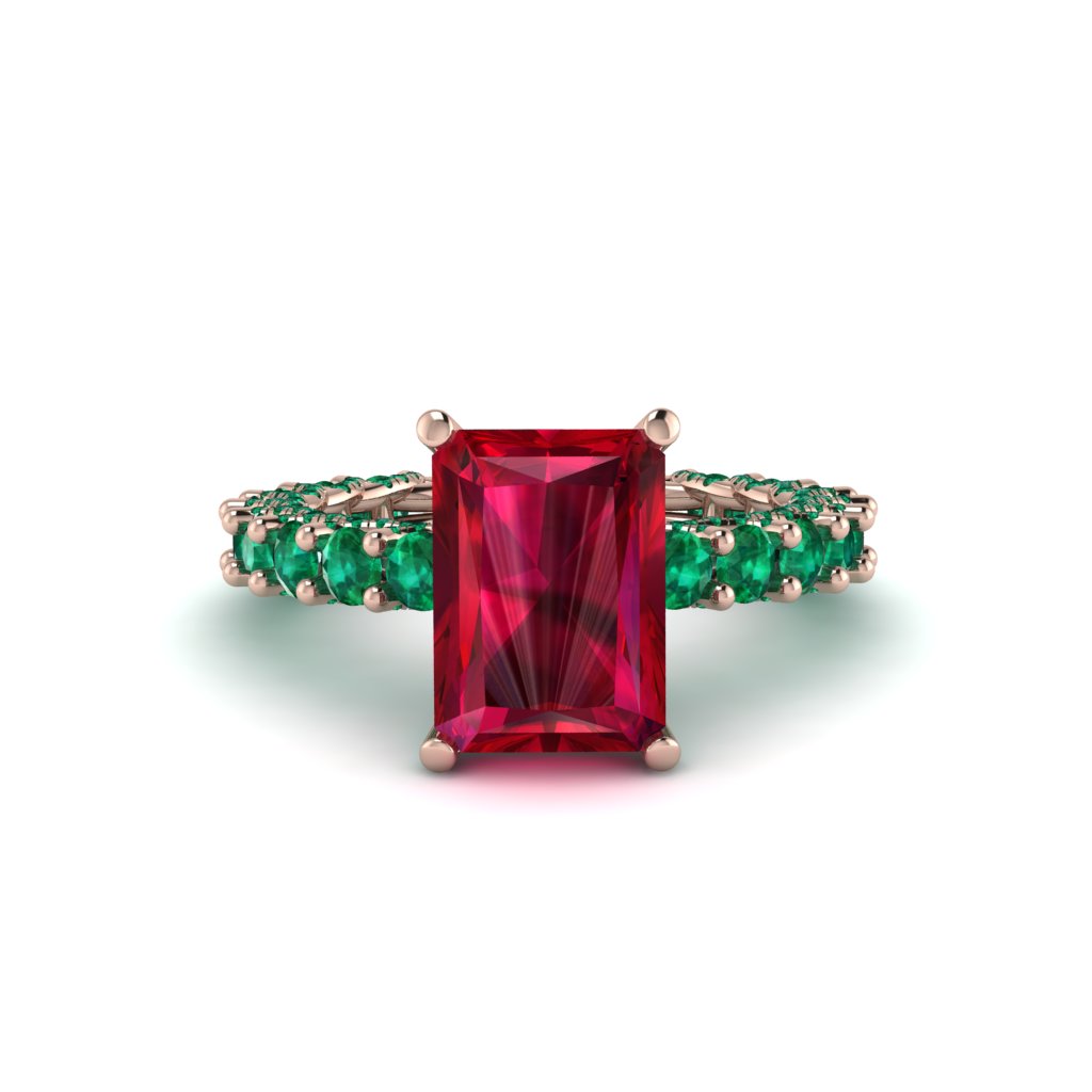 4Ct Radiant Cut Ruby Engagement Ring - Serenity No. 26
