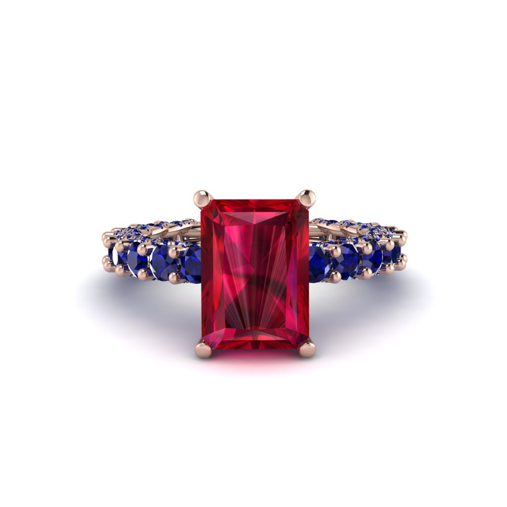 4Ct Radiant Cut Ruby Engagement Ring - Serenity No. 71