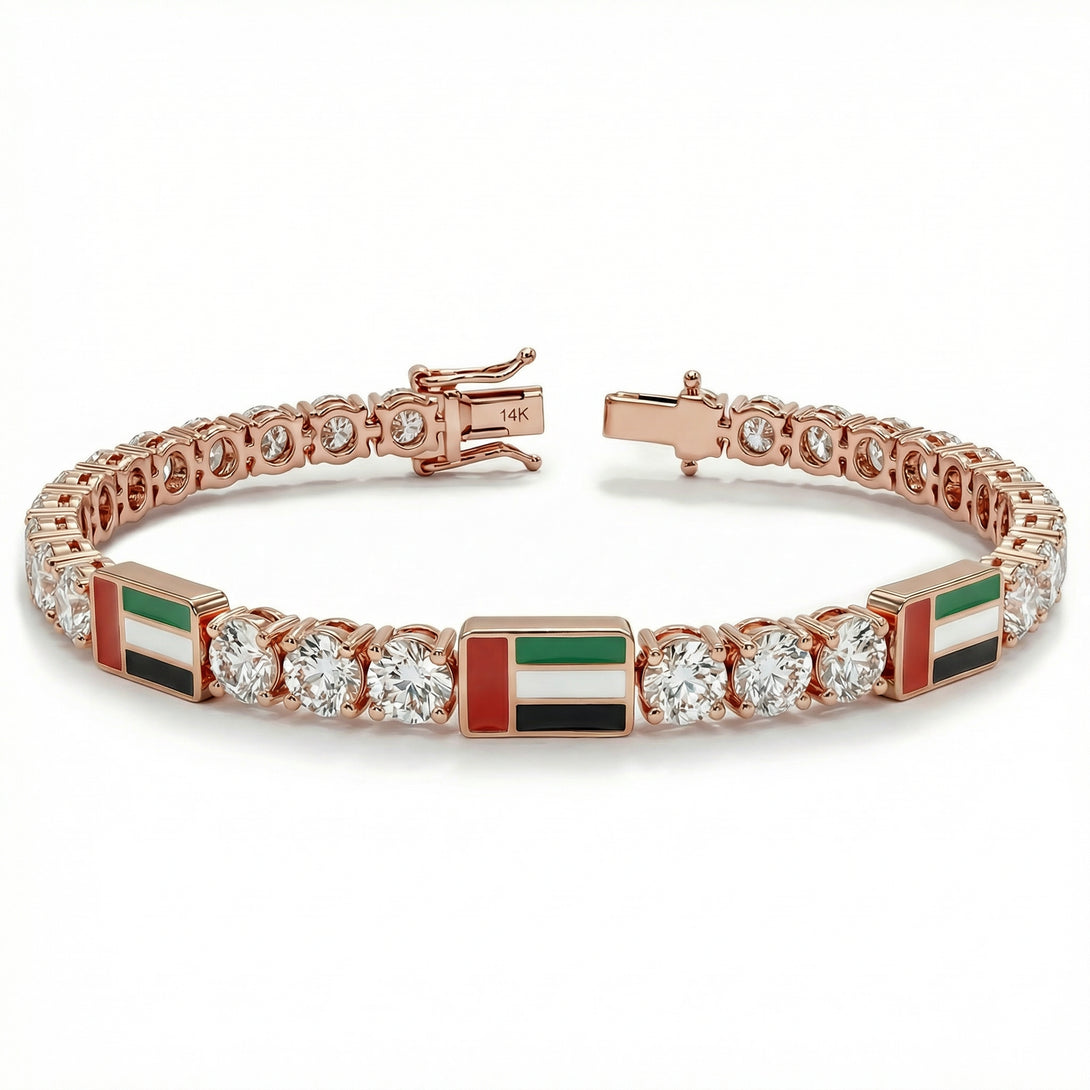 Diamond Tennis Bracelet with United Arab Emirates Flag no. 2
