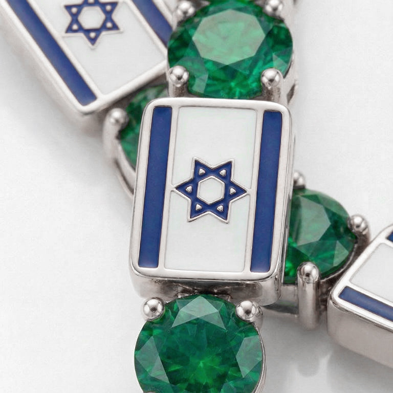 Emerald Tennis Bracelet with Israeli Flag no. 6