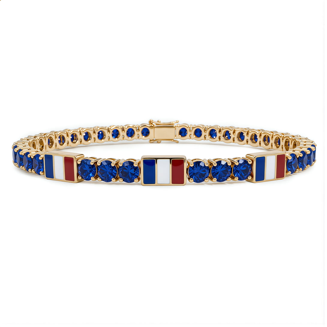 Sapphire Tennis Bracelet with France Flag no. 13