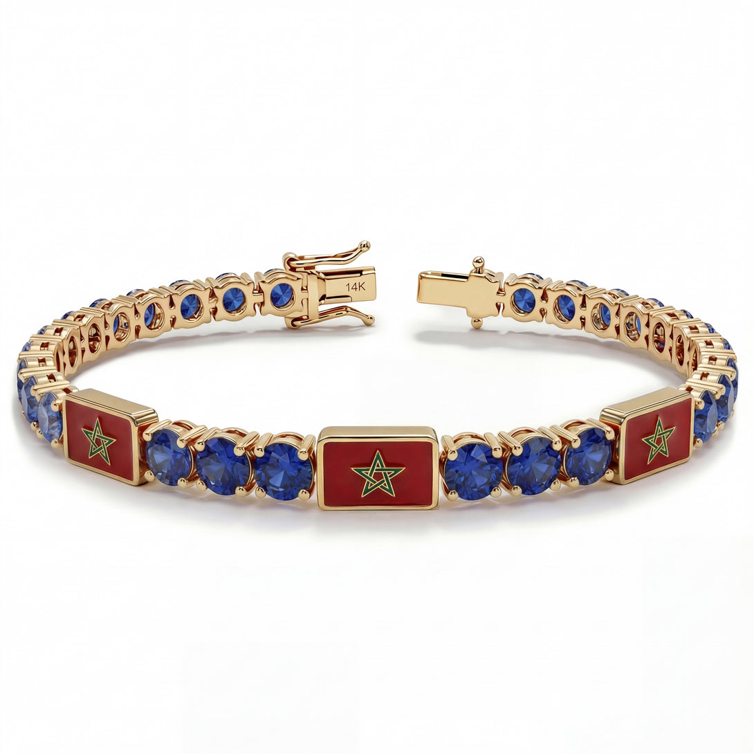 Sapphire Tennis Bracelet with Morocco Flag no. 13