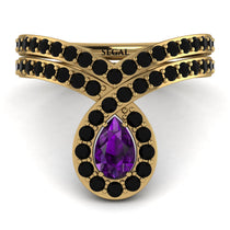 Amethyst Pear Shape Stacking Bridal Set - Emilia No. 307 image 1