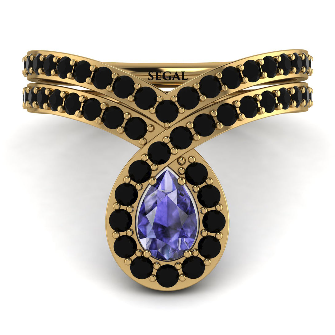 Tanzanite Pear Shape Stacking Bridal Set - Emilia No. 207