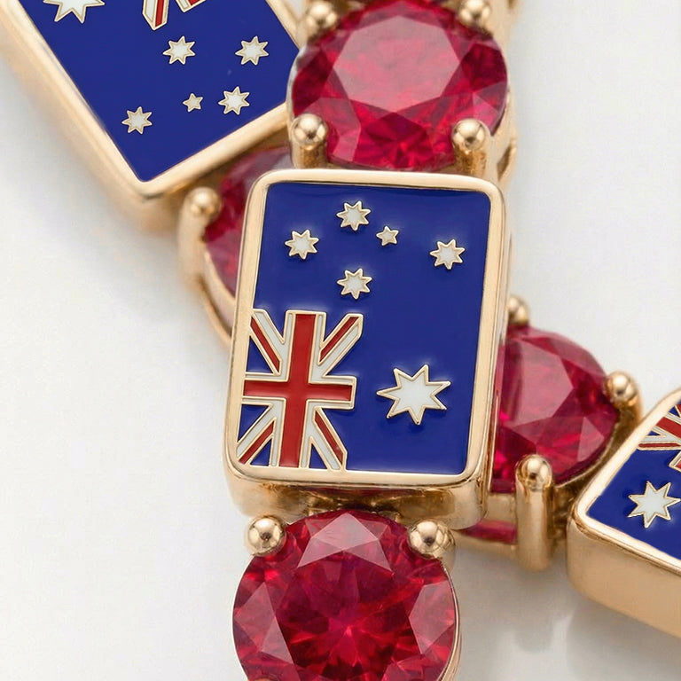 Ruby Tennis Bracelet with Australia Flag no. 10