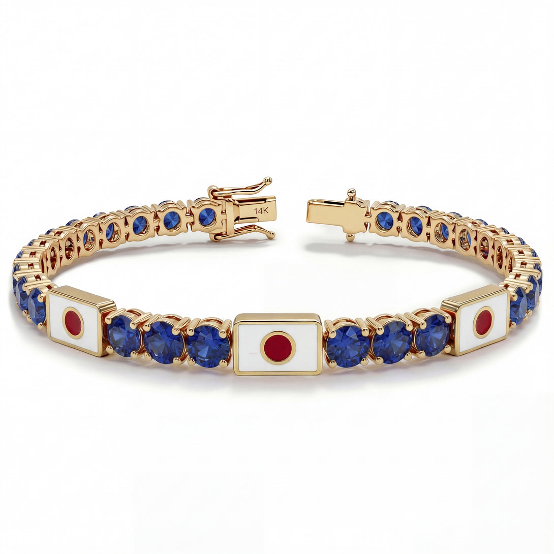 Sapphire Tennis Bracelet with Japan Flag no. 13