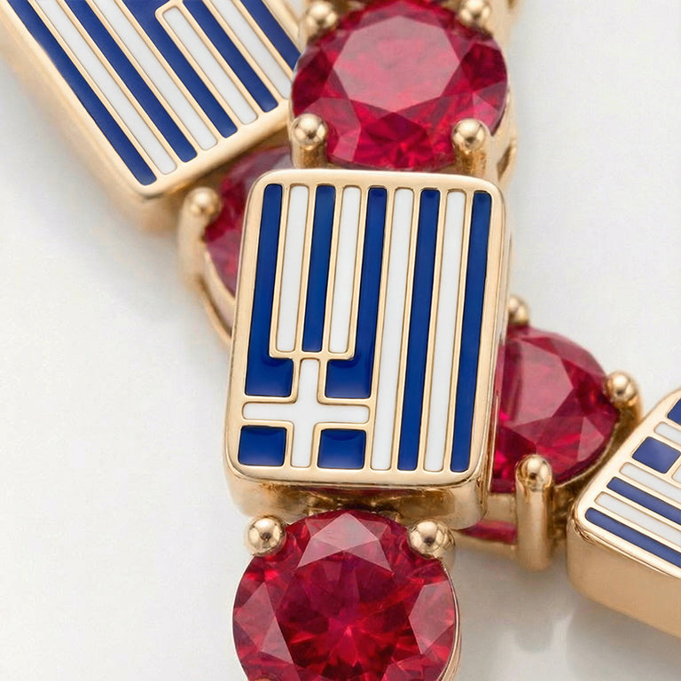 Ruby Tennis Bracelet with Greece Flag no. 10