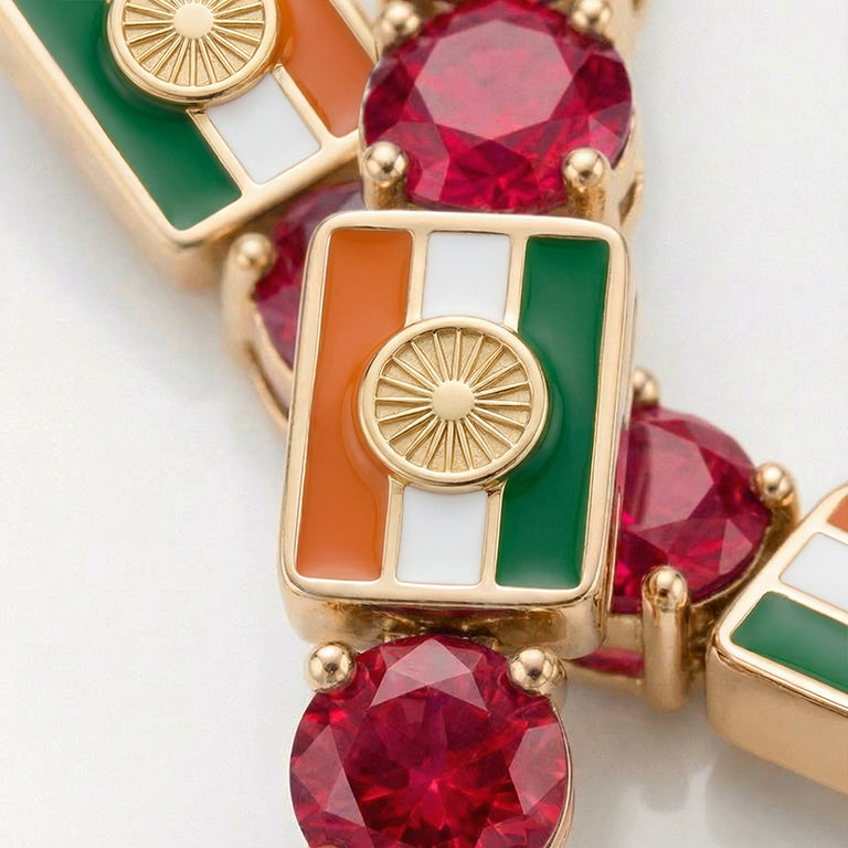 Ruby Tennis Bracelet with India Flag no. 10
