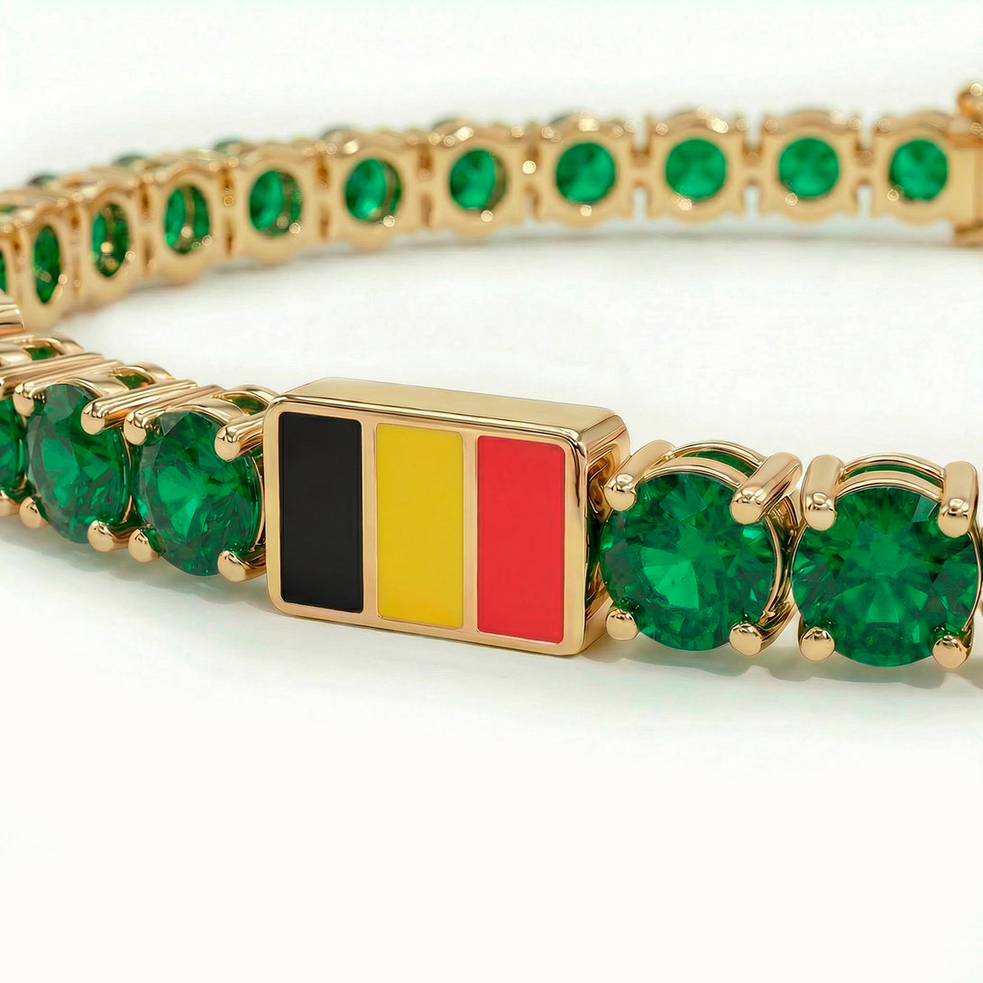 Emerald Tennis Bracelet with Belgium Flag no. 4