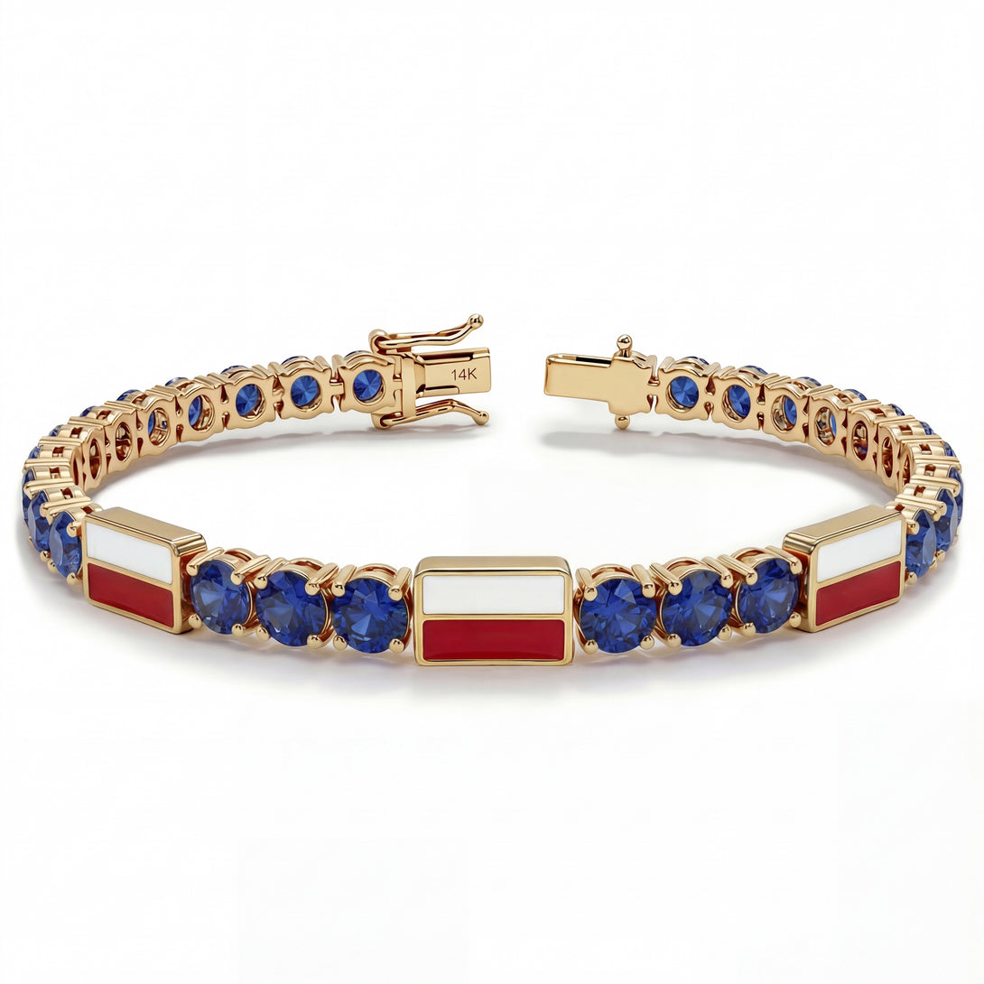 Sapphire Tennis Bracelet with Poland Flag no. 13
