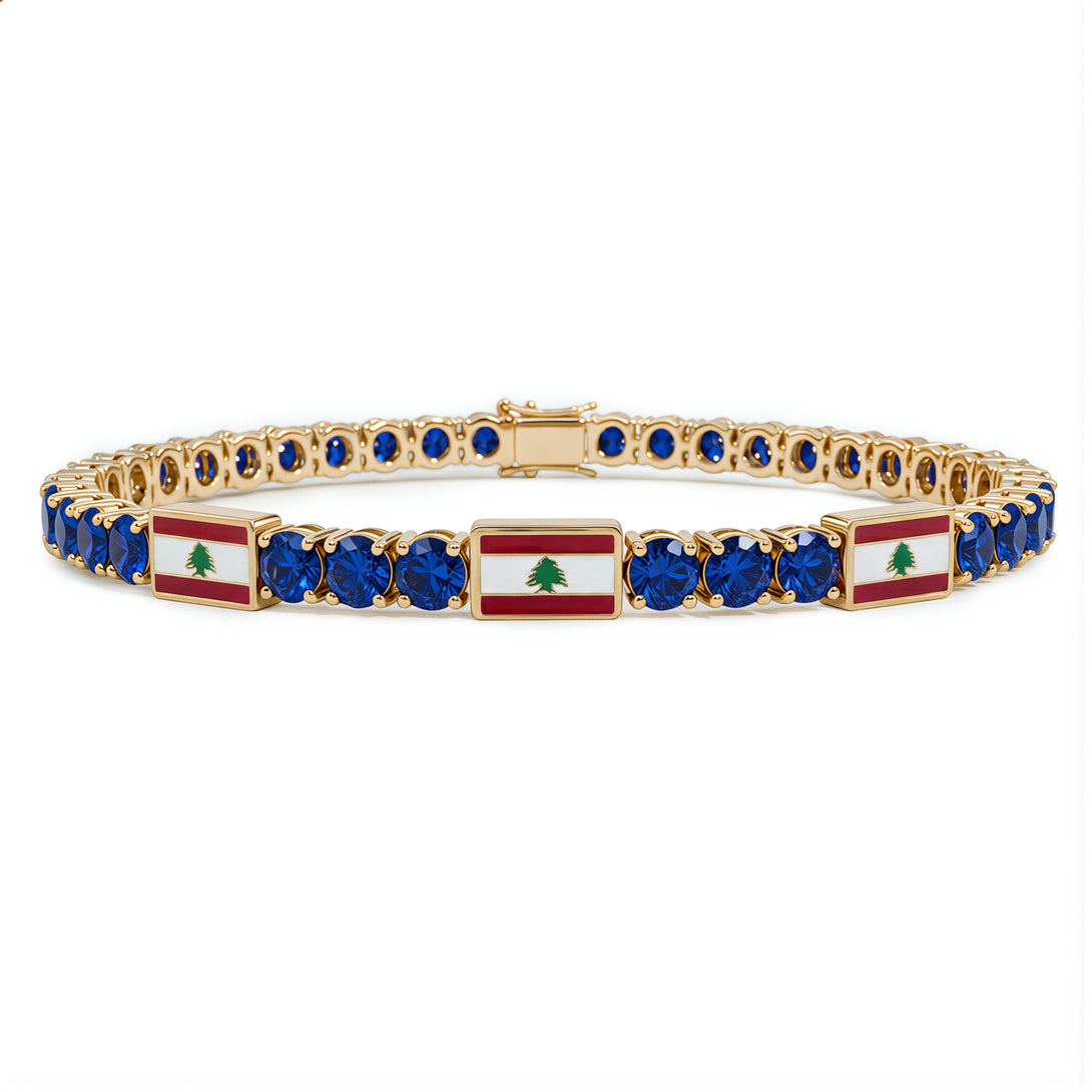 Sapphire Tennis Bracelet with Lebanon Flag no. 13
