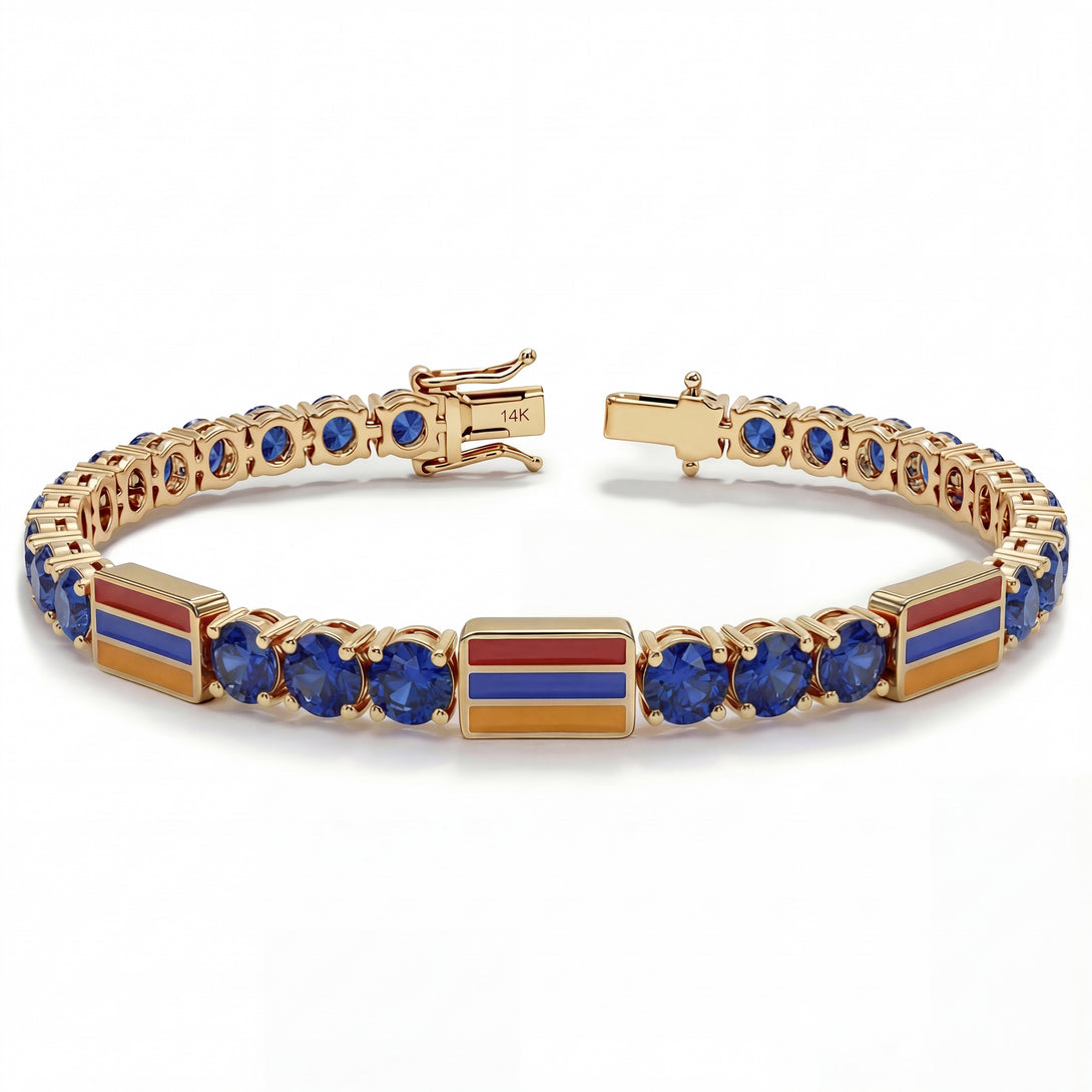 Sapphire Tennis Bracelet with Armenia Flag no. 13