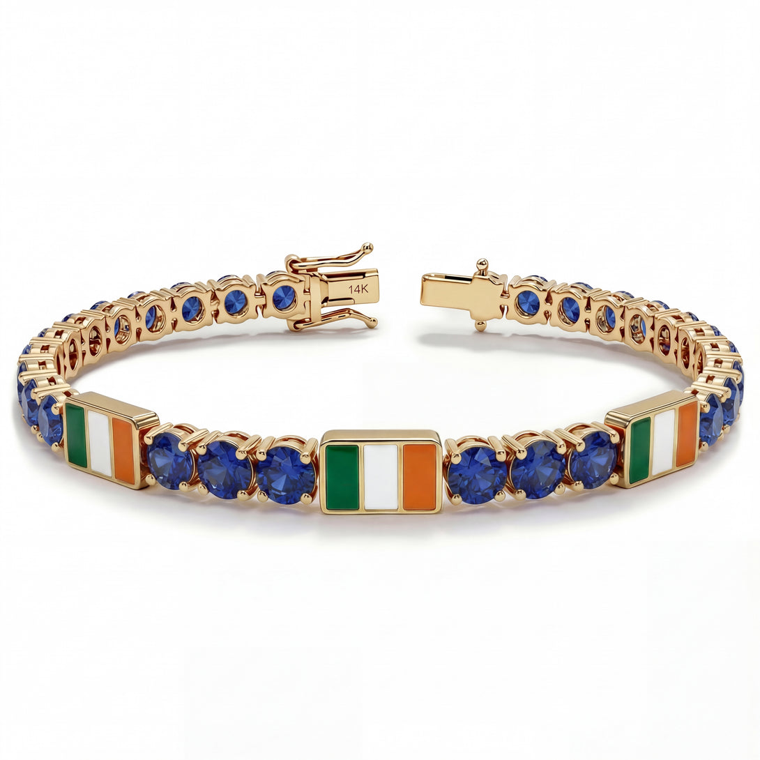 Sapphire Tennis Bracelet with Ireland Flag no. 13