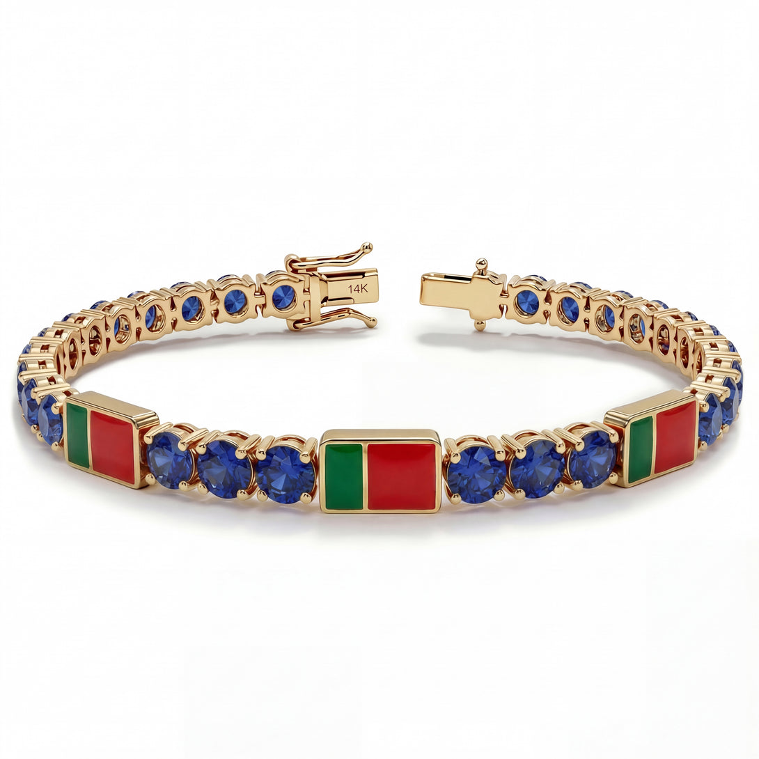 Sapphire Tennis Bracelet with Portugal Flag no. 13
