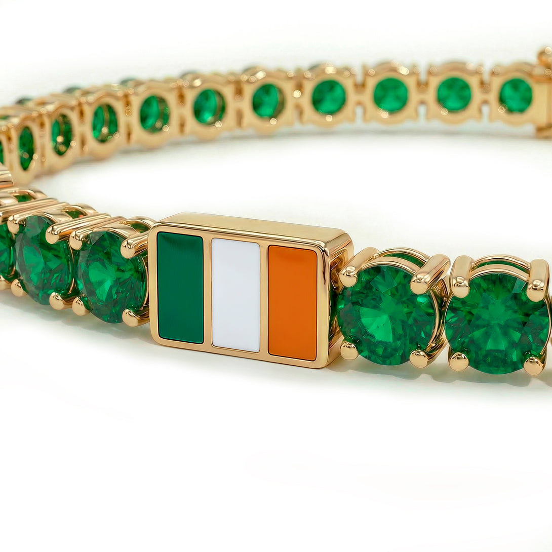 Emerald Tennis Bracelet with Ireland Flag no. 4