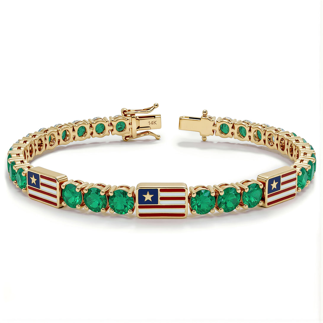 Emerald Tennis Bracelet with United States Flag no. 4