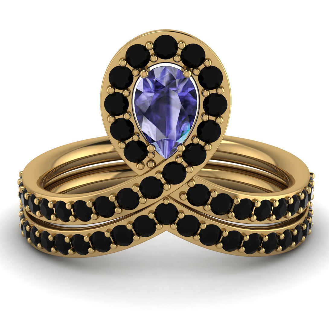 Tanzanite Pear Shape Stacking Bridal Set - Emilia No. 207