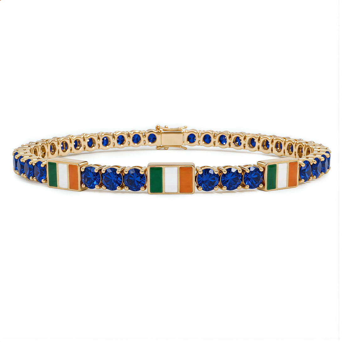 Sapphire Tennis Bracelet with Ireland Flag no. 13