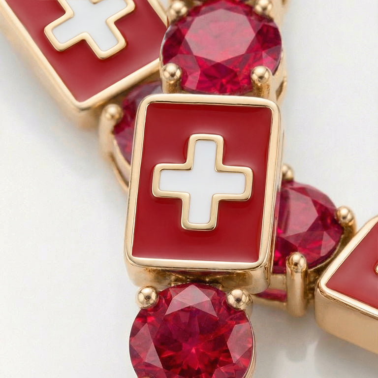 Ruby Tennis Bracelet with Switzerland Flag no. 10