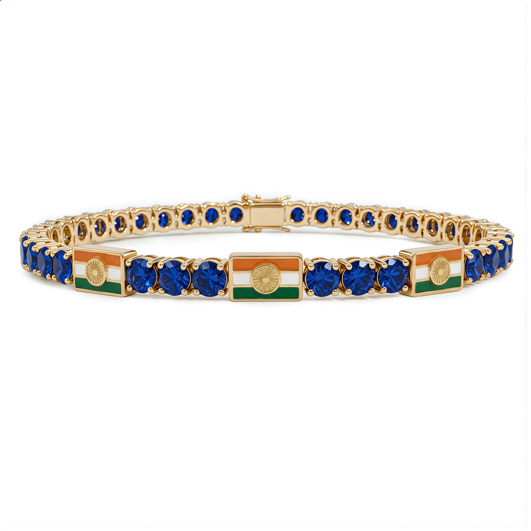 Sapphire Tennis Bracelet with India Flag no. 13