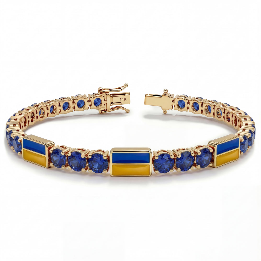 Sapphire Tennis Bracelet with Ukraine Flag no. 13